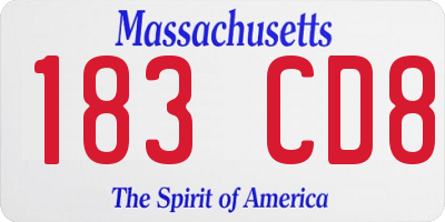 MA license plate 183CD8