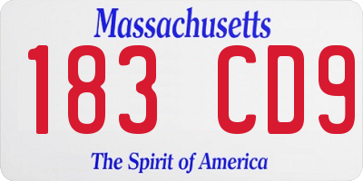 MA license plate 183CD9