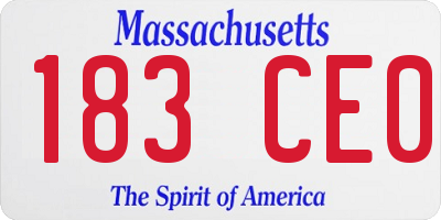MA license plate 183CE0