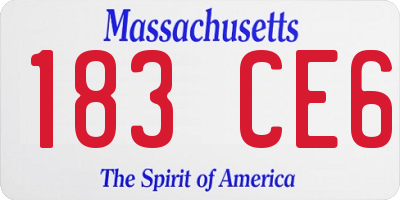 MA license plate 183CE6