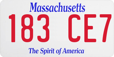 MA license plate 183CE7