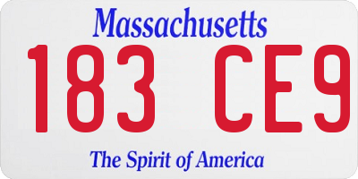 MA license plate 183CE9