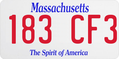 MA license plate 183CF3