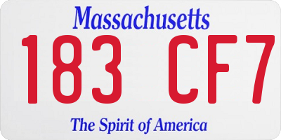 MA license plate 183CF7