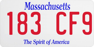 MA license plate 183CF9