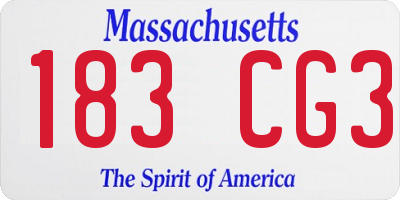 MA license plate 183CG3