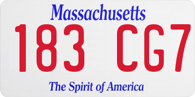 MA license plate 183CG7