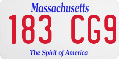 MA license plate 183CG9