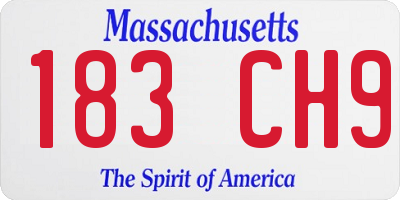 MA license plate 183CH9