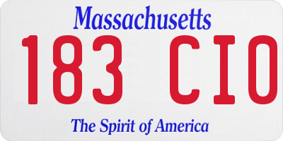MA license plate 183CI0
