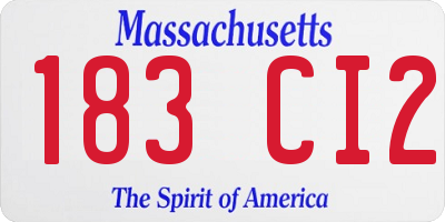 MA license plate 183CI2