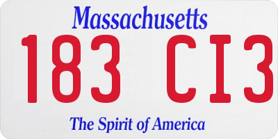 MA license plate 183CI3
