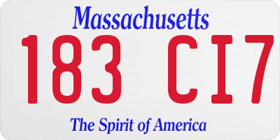 MA license plate 183CI7