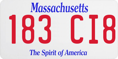 MA license plate 183CI8