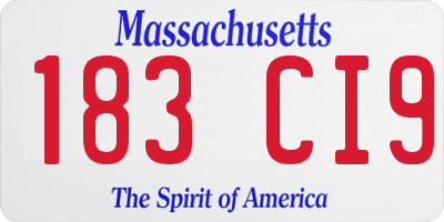 MA license plate 183CI9