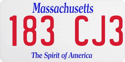 MA license plate 183CJ3