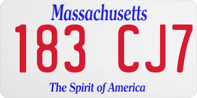 MA license plate 183CJ7