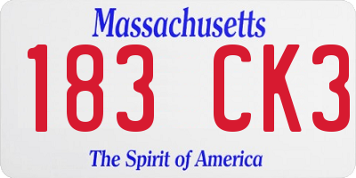 MA license plate 183CK3