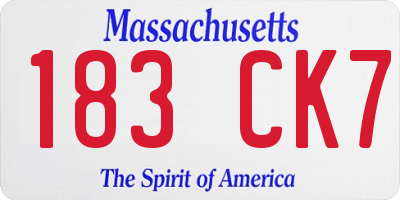MA license plate 183CK7