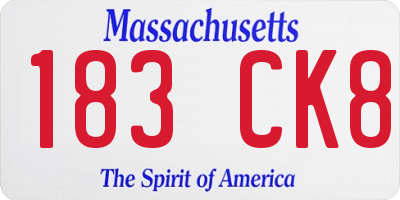 MA license plate 183CK8