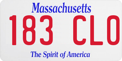 MA license plate 183CL0