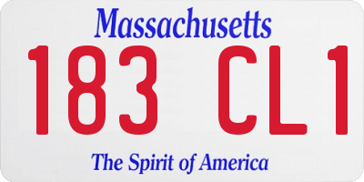 MA license plate 183CL1