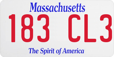 MA license plate 183CL3