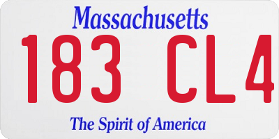 MA license plate 183CL4