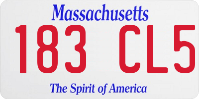 MA license plate 183CL5