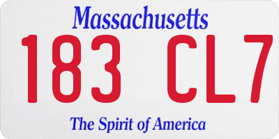 MA license plate 183CL7
