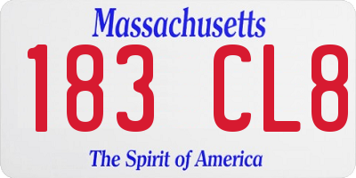 MA license plate 183CL8