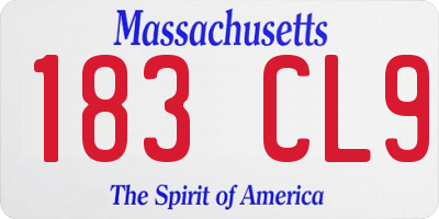MA license plate 183CL9