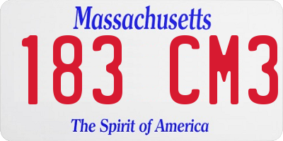 MA license plate 183CM3