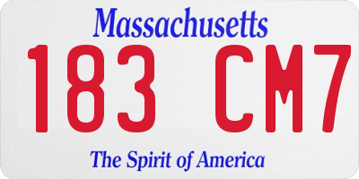 MA license plate 183CM7