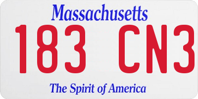 MA license plate 183CN3