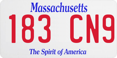 MA license plate 183CN9