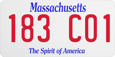 MA license plate 183CO1
