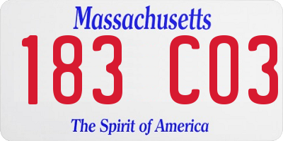 MA license plate 183CO3