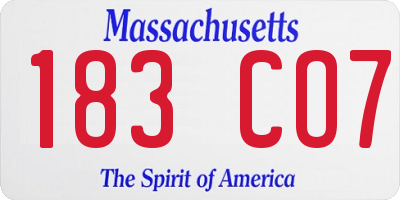 MA license plate 183CO7