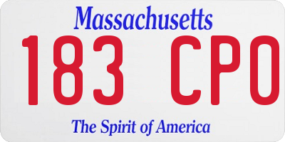 MA license plate 183CP0
