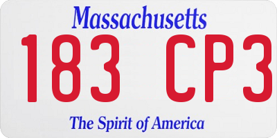 MA license plate 183CP3