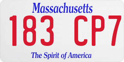 MA license plate 183CP7