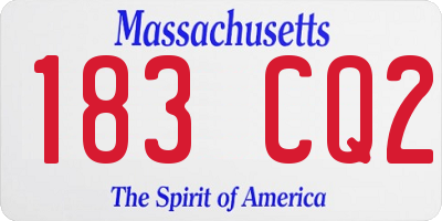 MA license plate 183CQ2