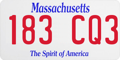 MA license plate 183CQ3