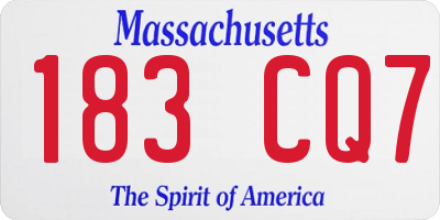 MA license plate 183CQ7