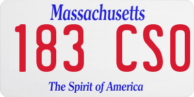 MA license plate 183CS0