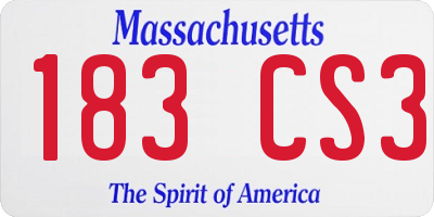 MA license plate 183CS3
