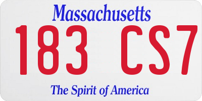 MA license plate 183CS7