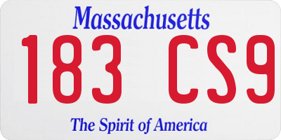 MA license plate 183CS9