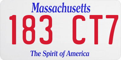 MA license plate 183CT7